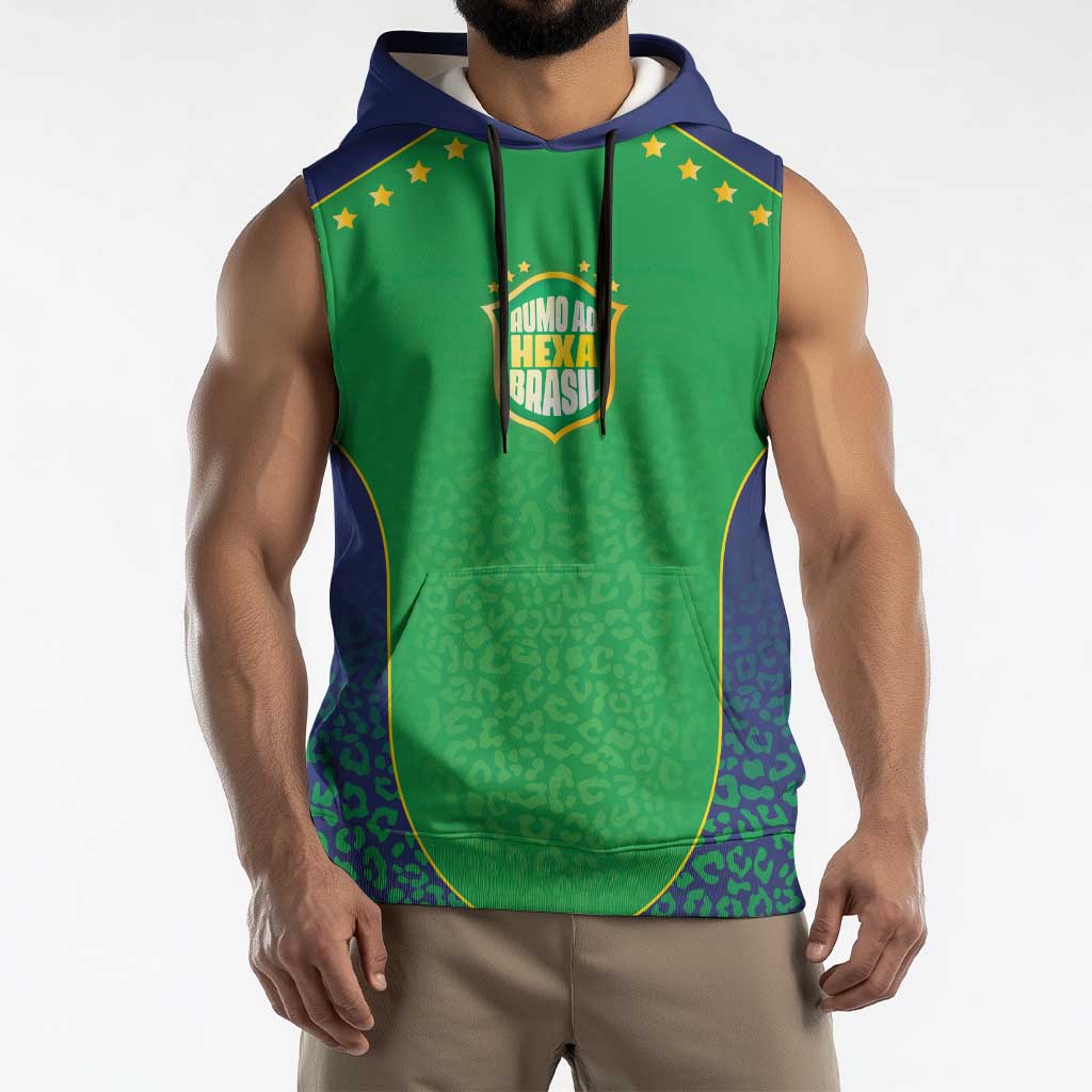 Custom Brazil Victory Dream Sleeveless Hoodie Rumo Ao Hexa