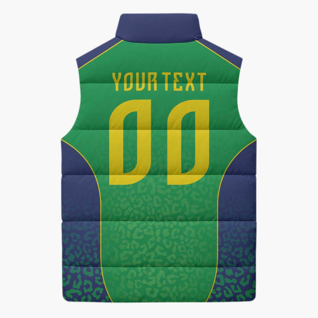 Custom Brazil Victory Dream Sleeveless Puffer Jacket Rumo Ao Hexa