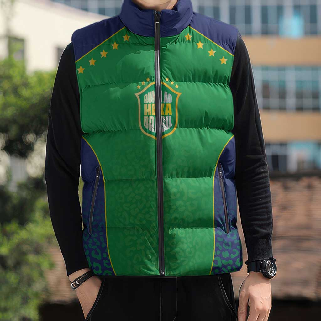 Custom Brazil Victory Dream Sleeveless Puffer Jacket Rumo Ao Hexa