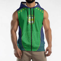 Custom Brazil Victory Dream Sleeveless Zip Hoodie Rumo Ao Hexa