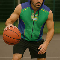 Custom Brazil Victory Dream Sleeveless Zip Hoodie Rumo Ao Hexa