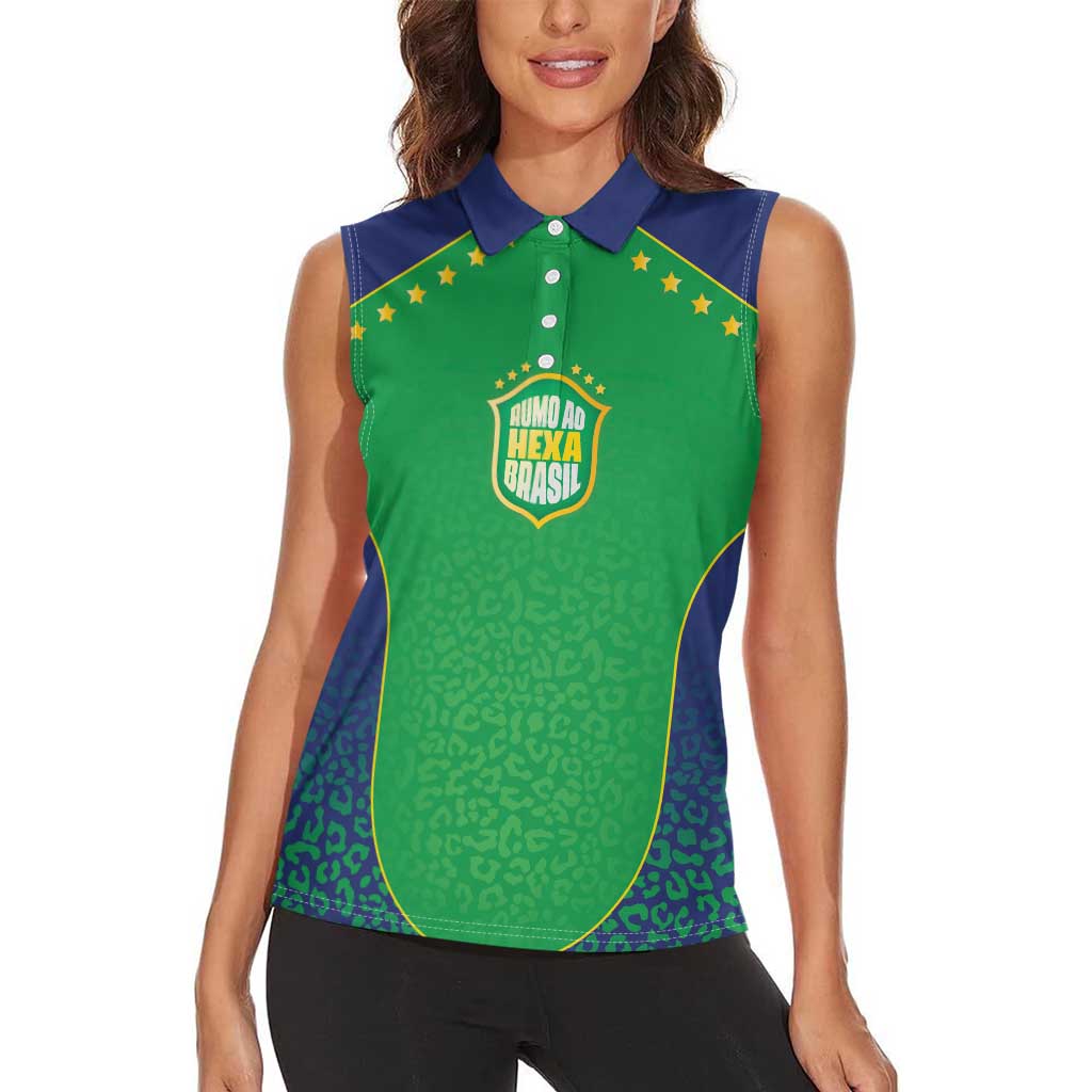 Custom Brazil Victory Dream Women Sleeveless Polo Shirt Rumo Ao Hexa