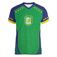 Custom Brazil Victory Dream Women V-Neck T-Shirt Rumo Ao Hexa
