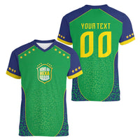 Custom Brazil Victory Dream Women V-Neck T-Shirt Rumo Ao Hexa