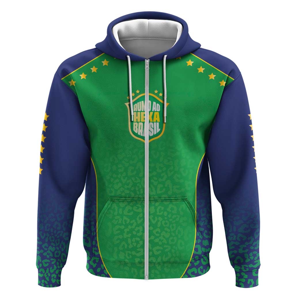 Custom Brazil Victory Dream Zip Hoodie Rumo Ao Hexa