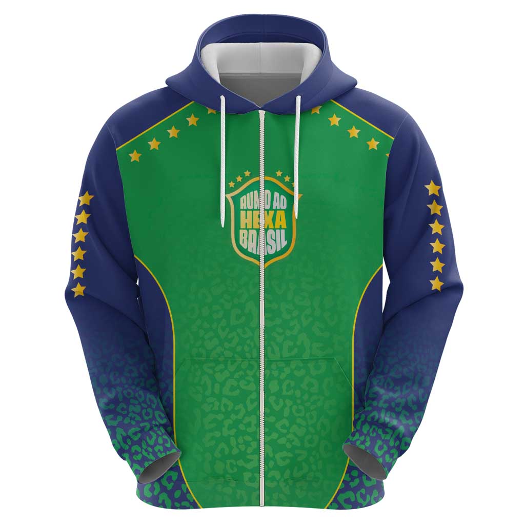 Custom Brazil Victory Dream Zip Hoodie Rumo Ao Hexa
