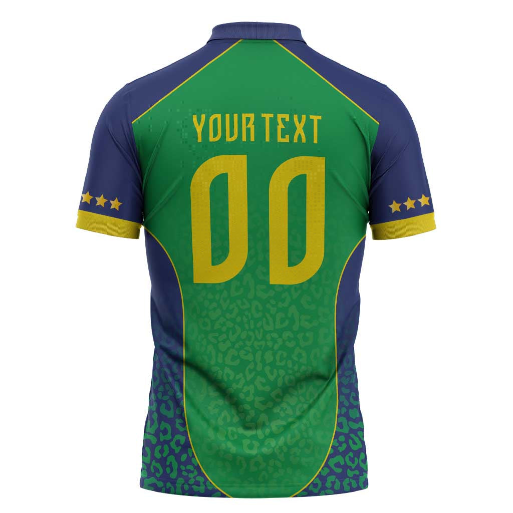 Custom Brazil Victory Dream Zipper Polo Shirt Rumo Ao Hexa