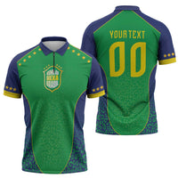 Custom Brazil Victory Dream Zipper Polo Shirt Rumo Ao Hexa