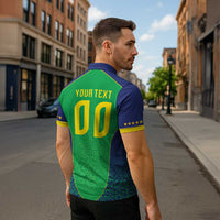 Custom Brazil Victory Dream Zipper Polo Shirt Rumo Ao Hexa