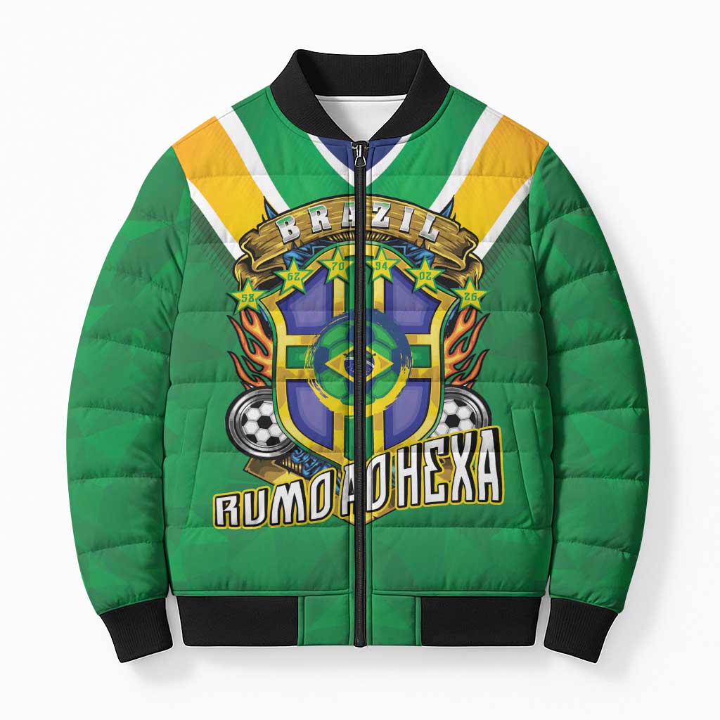Custom Brazil WC26 Bomber Puffer Jacket Future Brasil Rumo Ao Hexa
