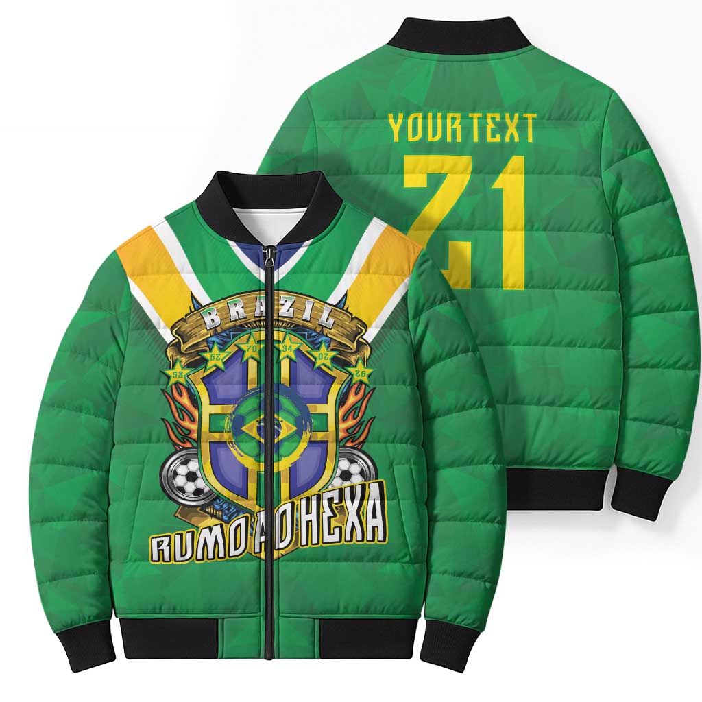 Custom Brazil WC26 Bomber Puffer Jacket Future Brasil Rumo Ao Hexa