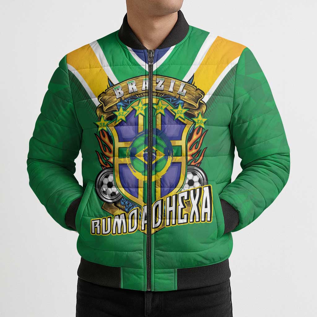 Custom Brazil WC26 Bomber Puffer Jacket Future Brasil Rumo Ao Hexa