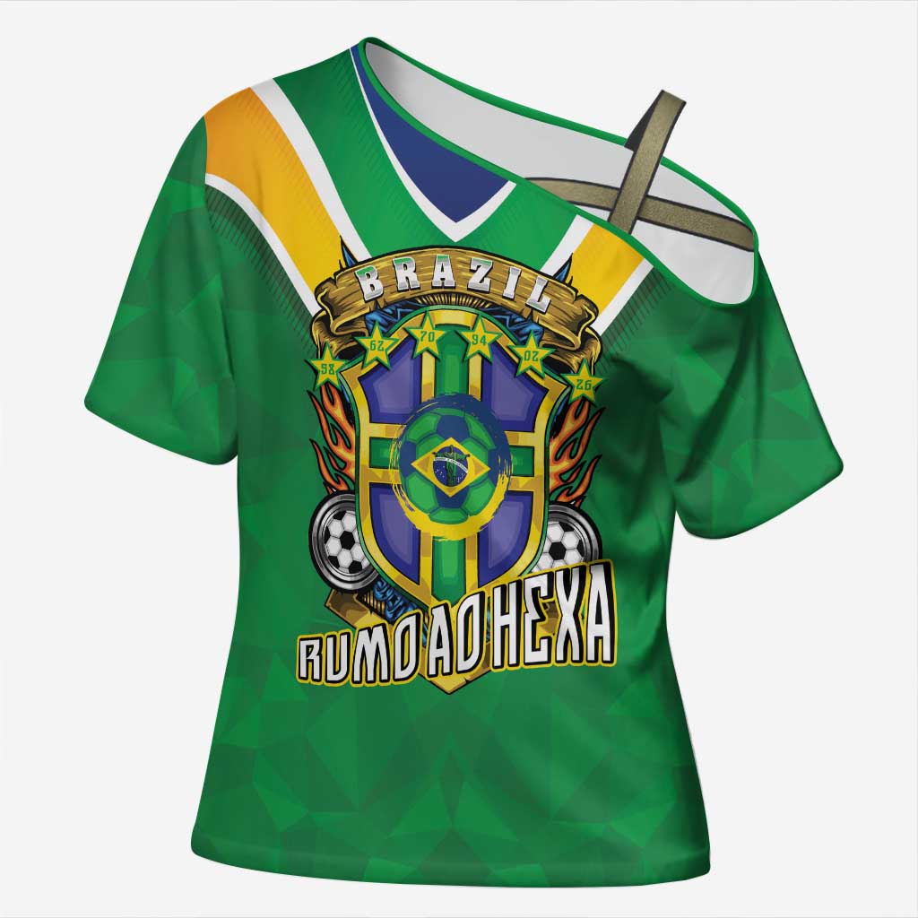 Custom Brazil WC26 Cross Shoulder Shirt Future Brasil Rumo Ao Hexa