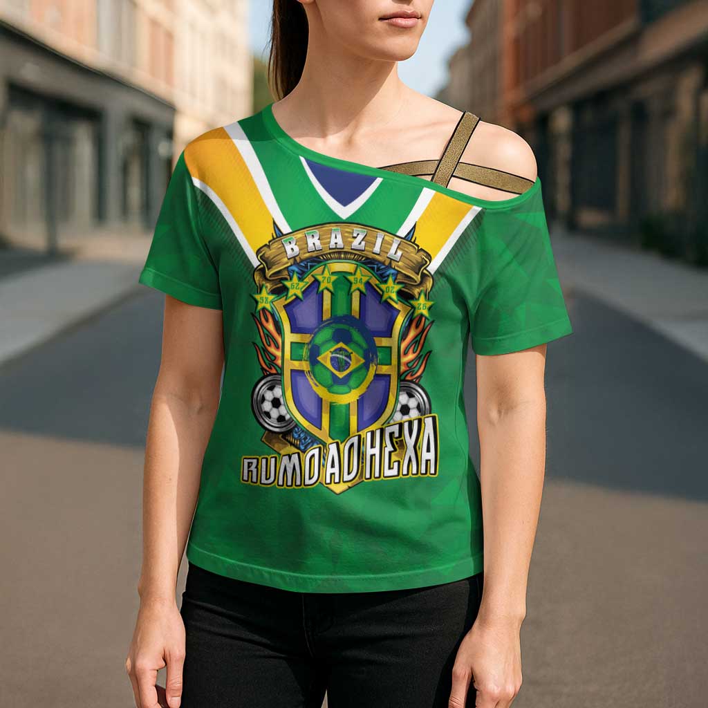 Custom Brazil WC26 Cross Shoulder Shirt Future Brasil Rumo Ao Hexa