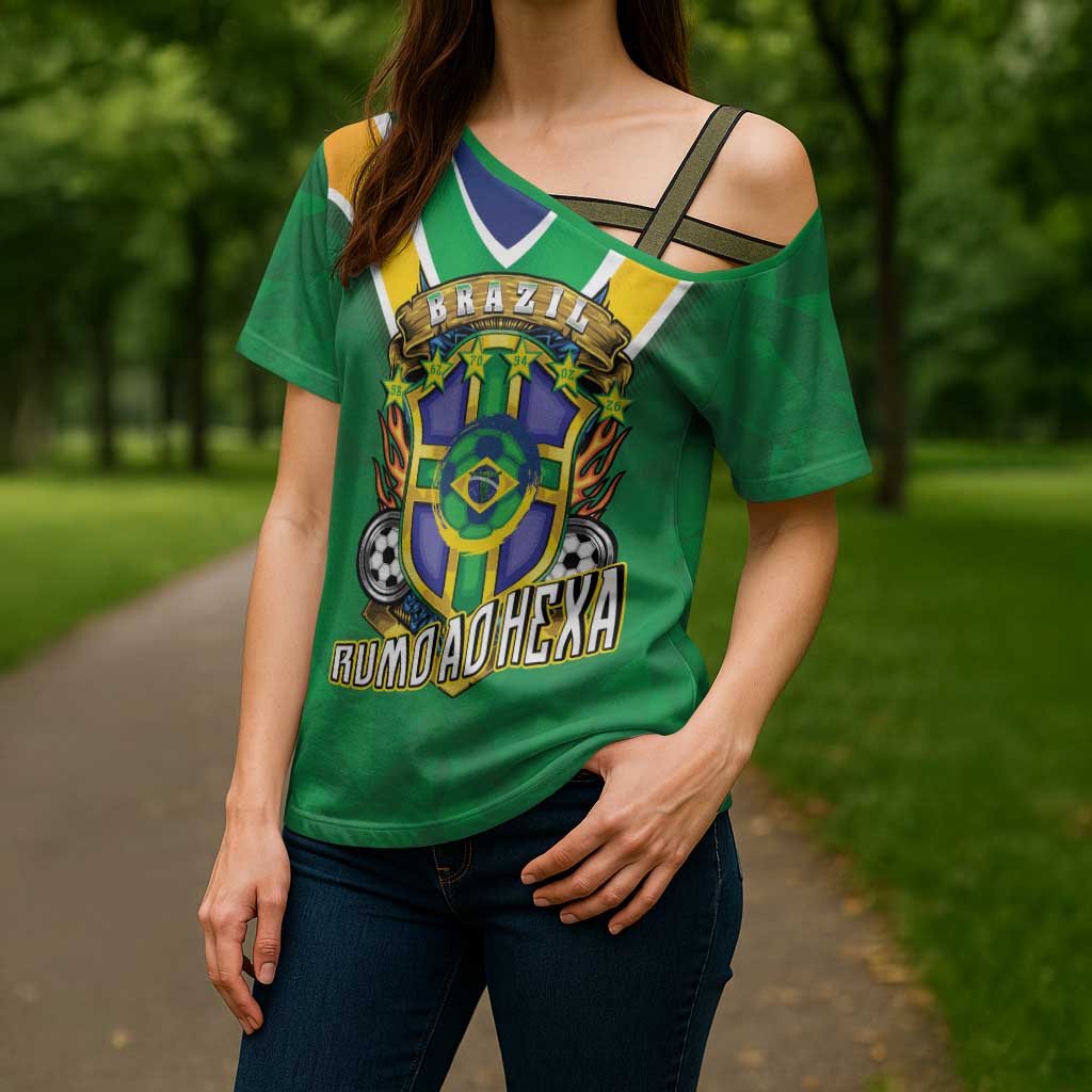 Custom Brazil WC26 Cross Shoulder Shirt Future Brasil Rumo Ao Hexa