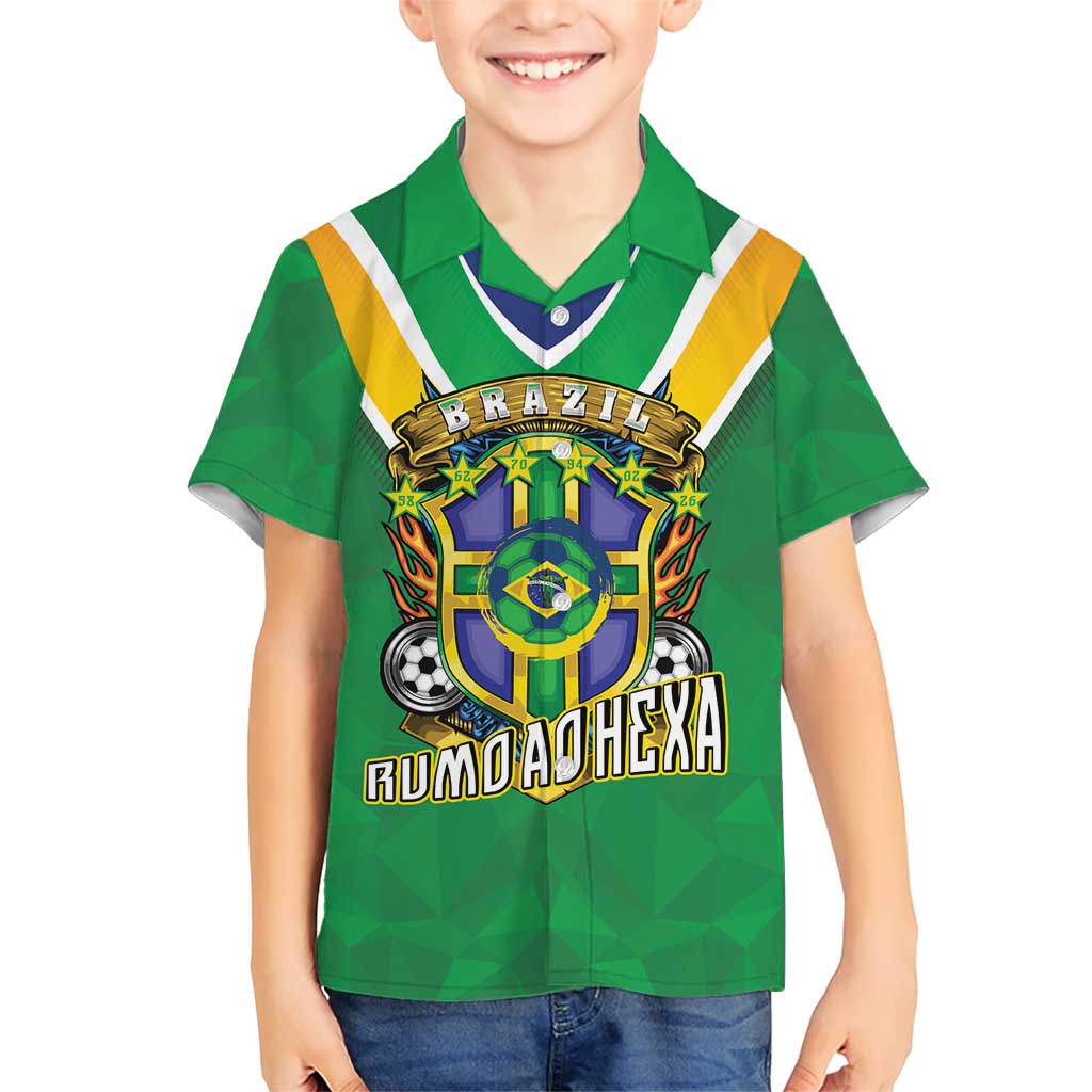 Custom Brazil WC26 Kid Hawaiian Shirt Future Brasil Rumo Ao Hexa