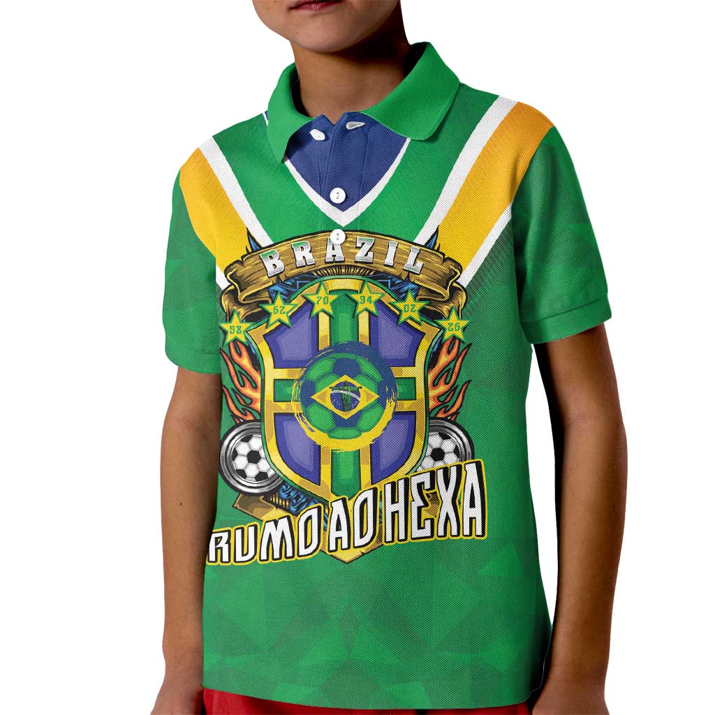 Custom Brazil WC26 Kid Polo Shirt Future Brasil Rumo Ao Hexa