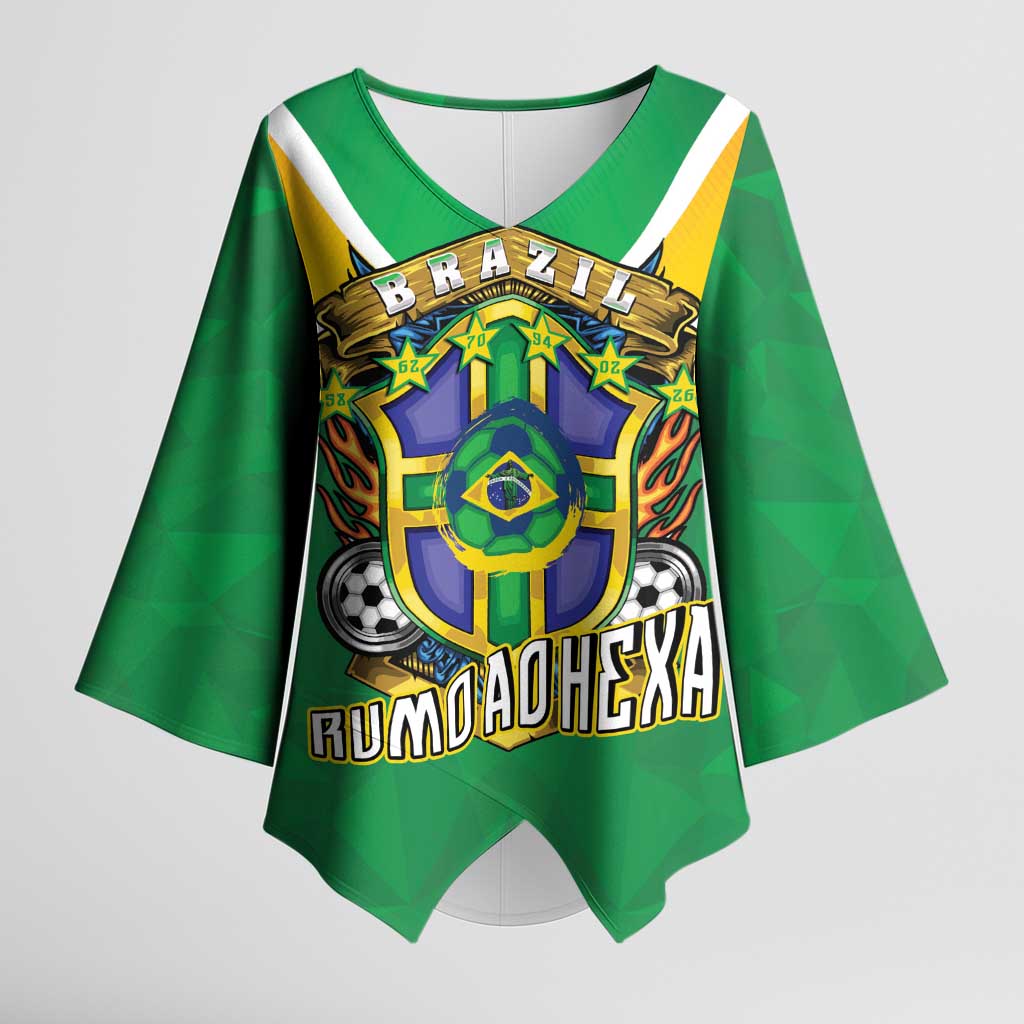 Custom Brazil WC26 Kimono Sleeve Blouse Future Brasil Rumo Ao Hexa