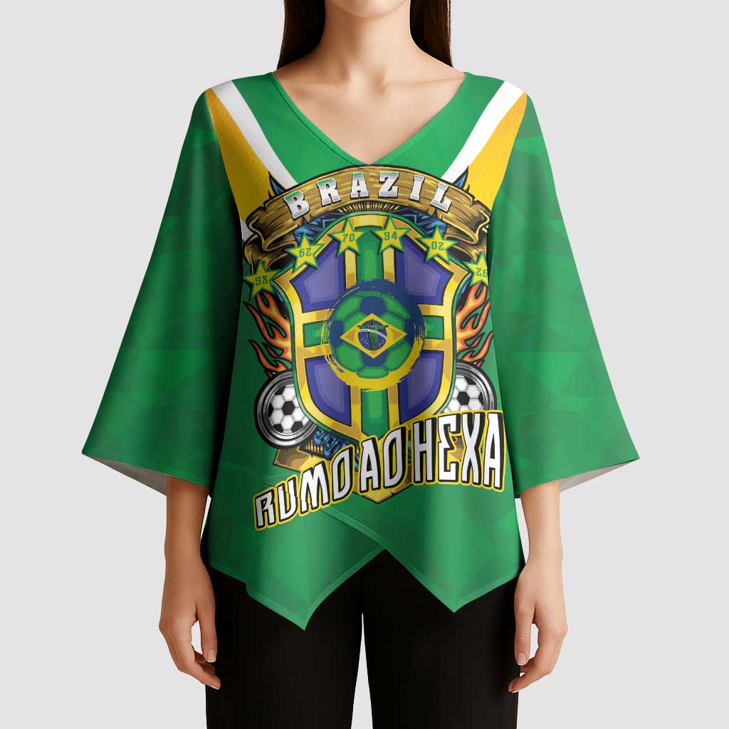 Custom Brazil WC26 Kimono Sleeve Blouse Future Brasil Rumo Ao Hexa