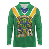 Custom Brazil WC26 Long Sleeve Polo Shirt Future Brasil Rumo Ao Hexa