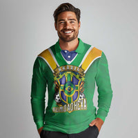 Custom Brazil WC26 Long Sleeve Polo Shirt Future Brasil Rumo Ao Hexa