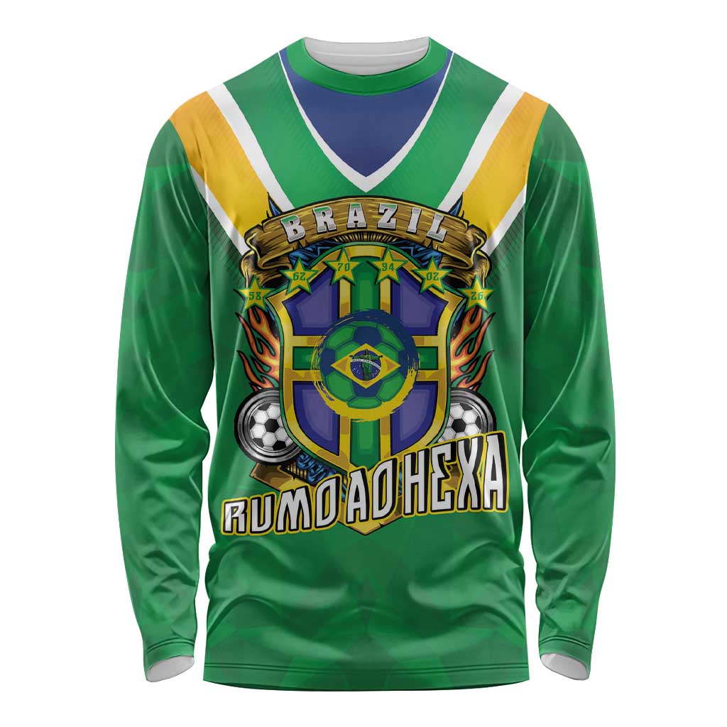 Custom Brazil WC26 Long Sleeve Shirt Future Brasil Rumo Ao Hexa
