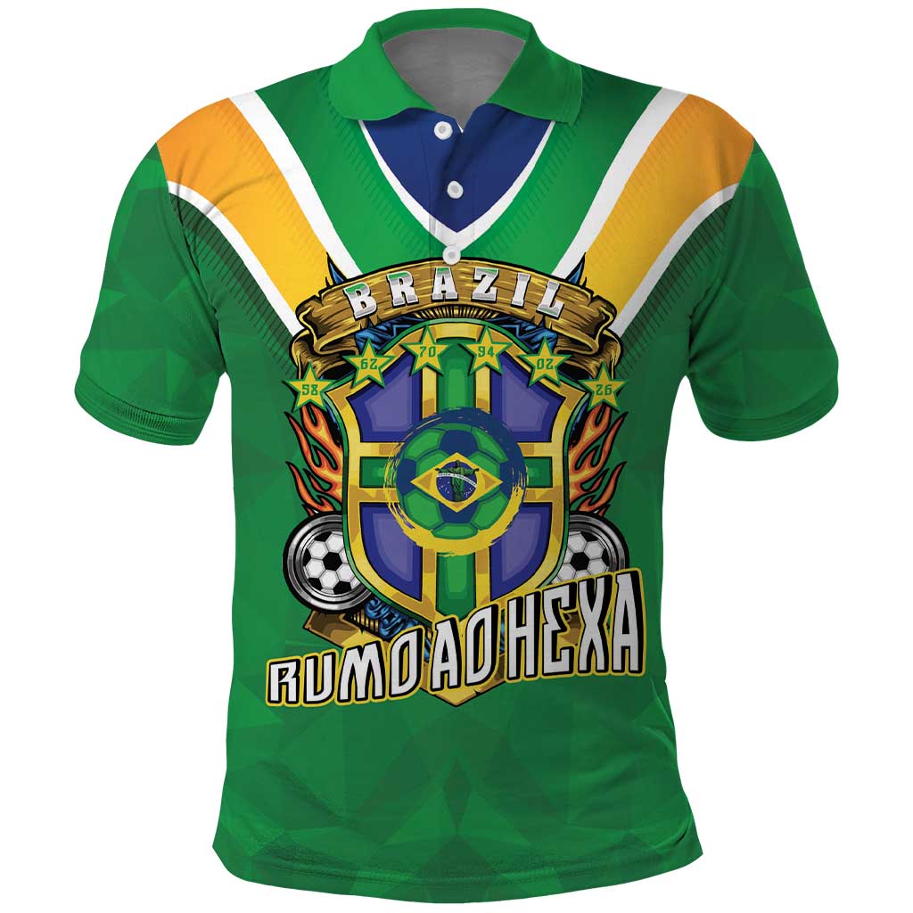 Custom Brazil WC26 Polo Shirt Future Brasil Rumo Ao Hexa