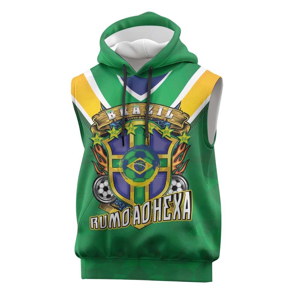 Custom Brazil WC26 Sleeveless Hoodie Future Brasil Rumo Ao Hexa
