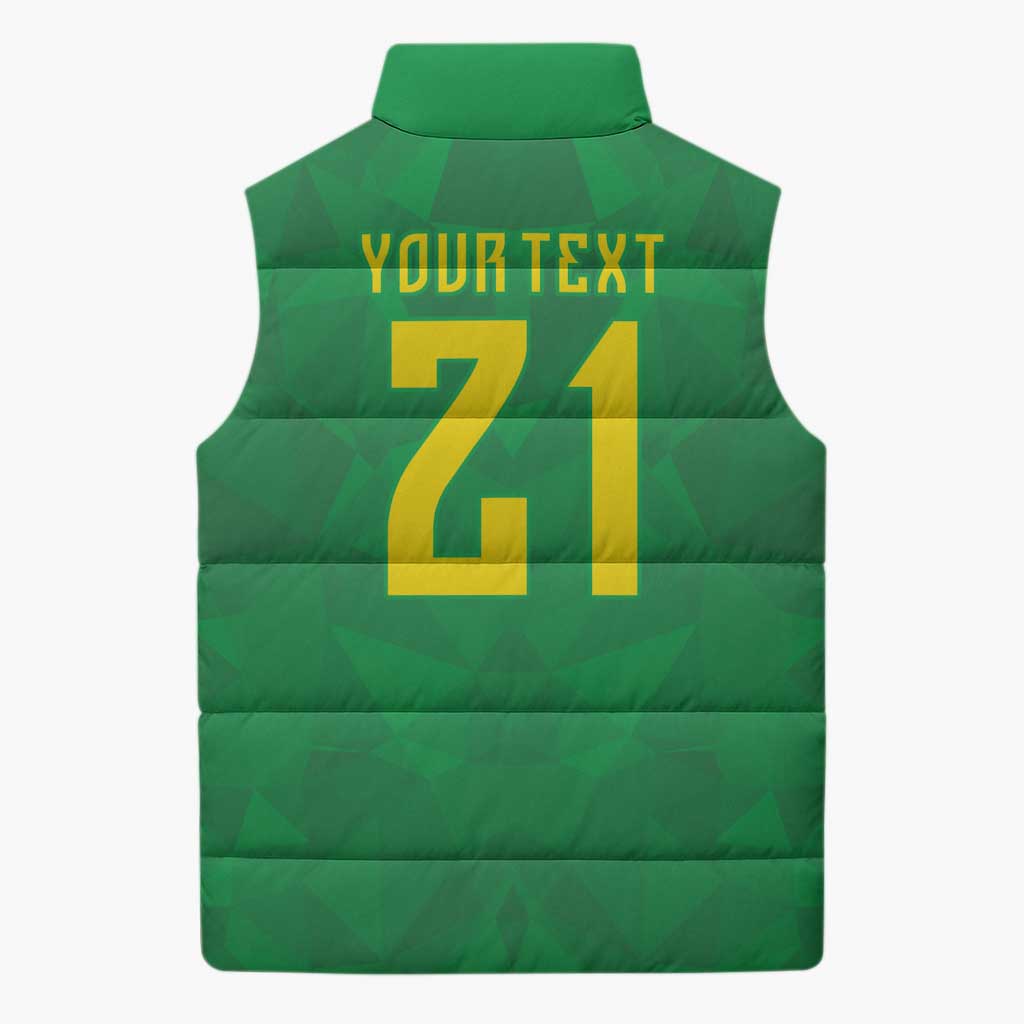 Custom Brazil WC26 Sleeveless Puffer Jacket Future Brasil Rumo Ao Hexa