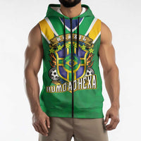Custom Brazil WC26 Sleeveless Zip Hoodie Future Brasil Rumo Ao Hexa