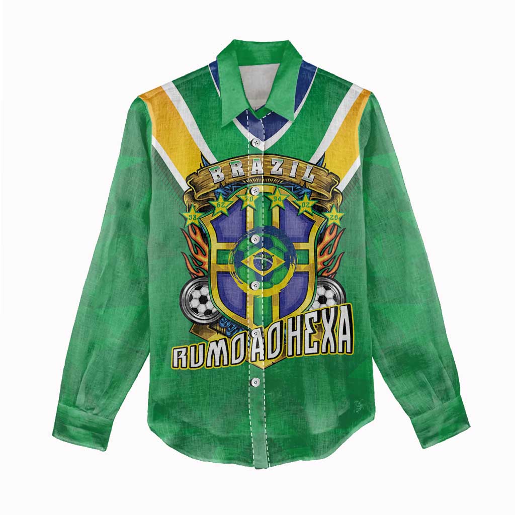 Custom Brazil WC26 Women Casual Shirt Future Brasil Rumo Ao Hexa