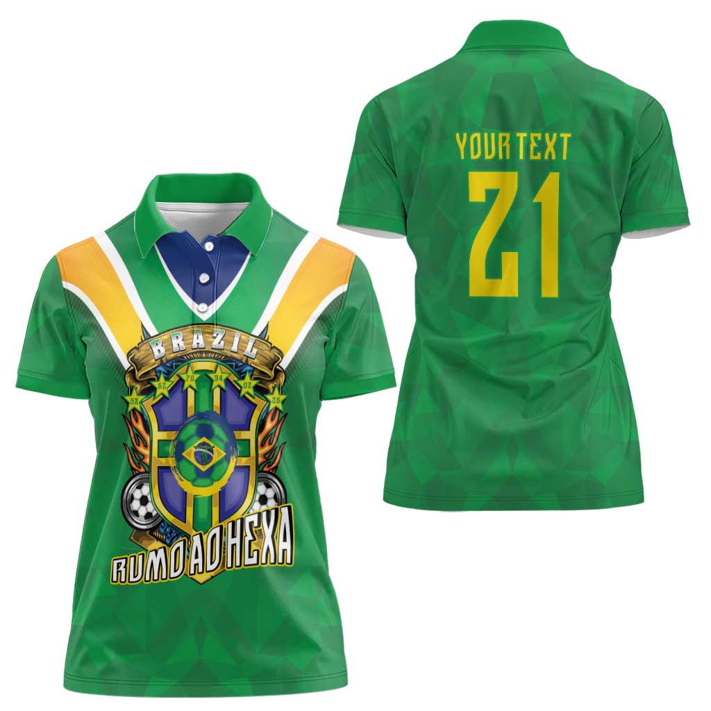 Custom Brazil WC26 Women Polo Shirt Future Brasil Rumo Ao Hexa
