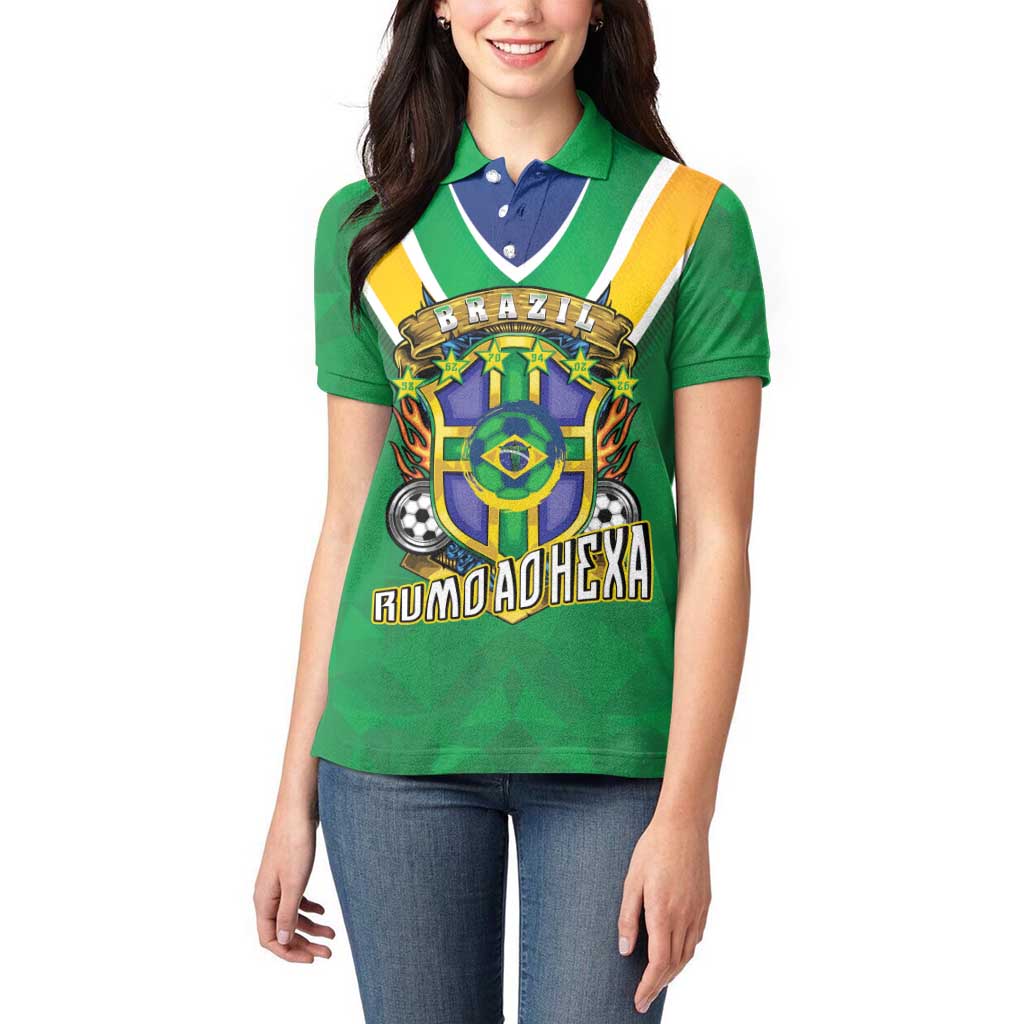 Custom Brazil WC26 Women Polo Shirt Future Brasil Rumo Ao Hexa
