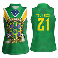 Custom Brazil WC26 Women Sleeveless Polo Shirt Future Brasil Rumo Ao Hexa