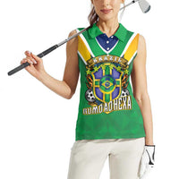 Custom Brazil WC26 Women Sleeveless Polo Shirt Future Brasil Rumo Ao Hexa
