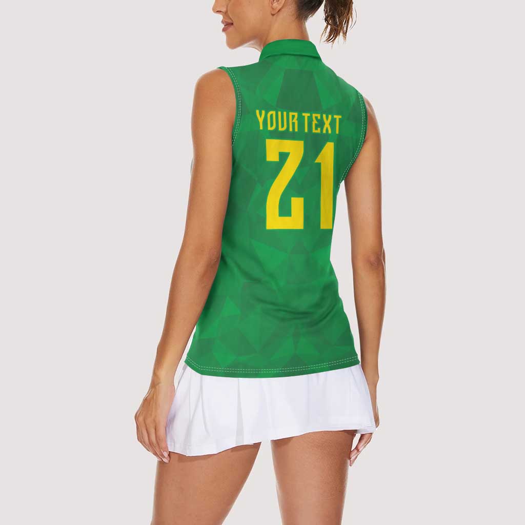 Custom Brazil WC26 Women Sleeveless Polo Shirt Future Brasil Rumo Ao Hexa