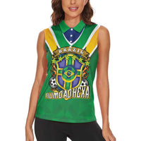 Custom Brazil WC26 Women Sleeveless Polo Shirt Future Brasil Rumo Ao Hexa