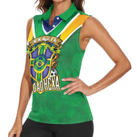 Custom Brazil WC26 Women Sleeveless Polo Shirt Future Brasil Rumo Ao Hexa