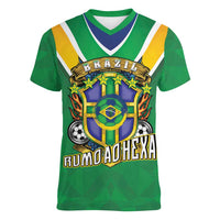Custom Brazil WC26 Women V-Neck T-Shirt Future Brasil Rumo Ao Hexa
