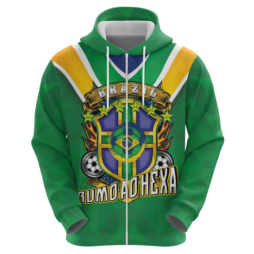 Custom Brazil WC26 Zip Hoodie Future Brasil Rumo Ao Hexa