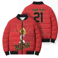 Custom Canada Football Pride Bomber Puffer Jacket Take Me To America Maple Leaf