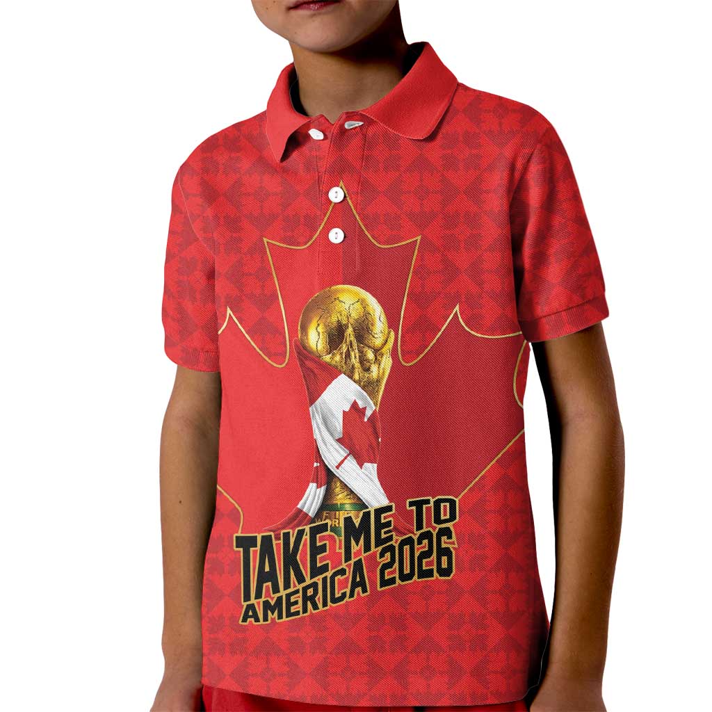 Custom Canada Football Pride Kid Polo Shirt Take Me To America Maple Leaf