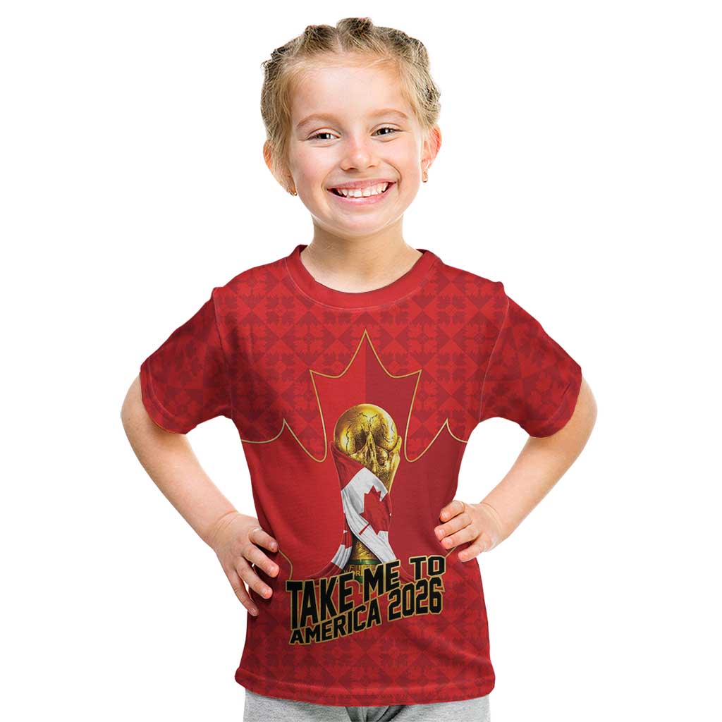 Custom Canada Football Pride Kid T Shirt Take Me To America Maple Leaf