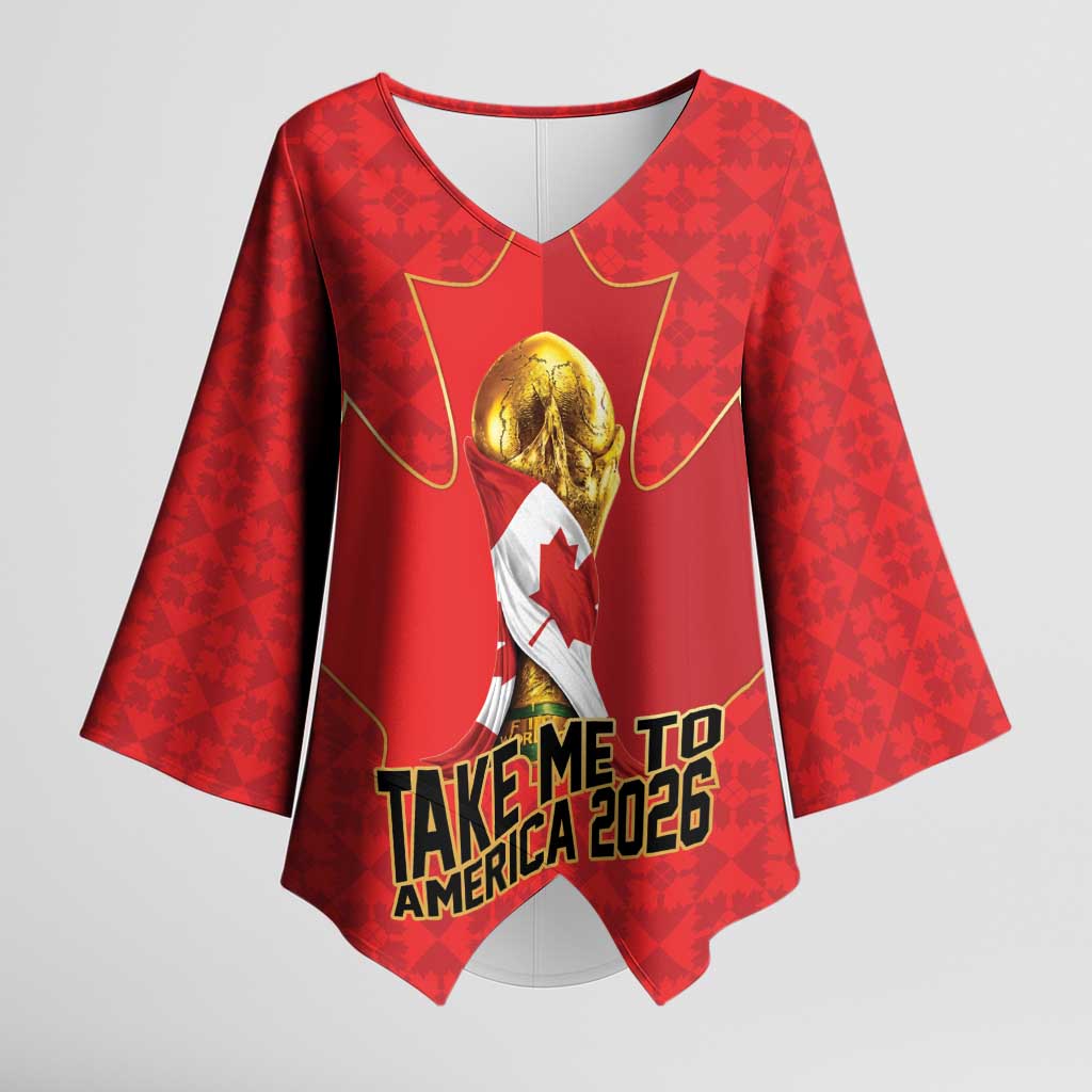 Custom Canada Football Pride Kimono Sleeve Blouse Take Me To America Maple Leaf