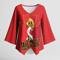 Custom Canada Football Pride Kimono Sleeve Blouse Take Me To America Maple Leaf
