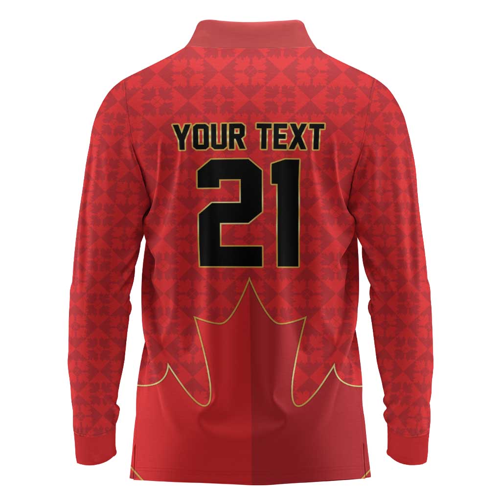 Custom Canada Football Pride Long Sleeve Polo Shirt Take Me To America Maple Leaf