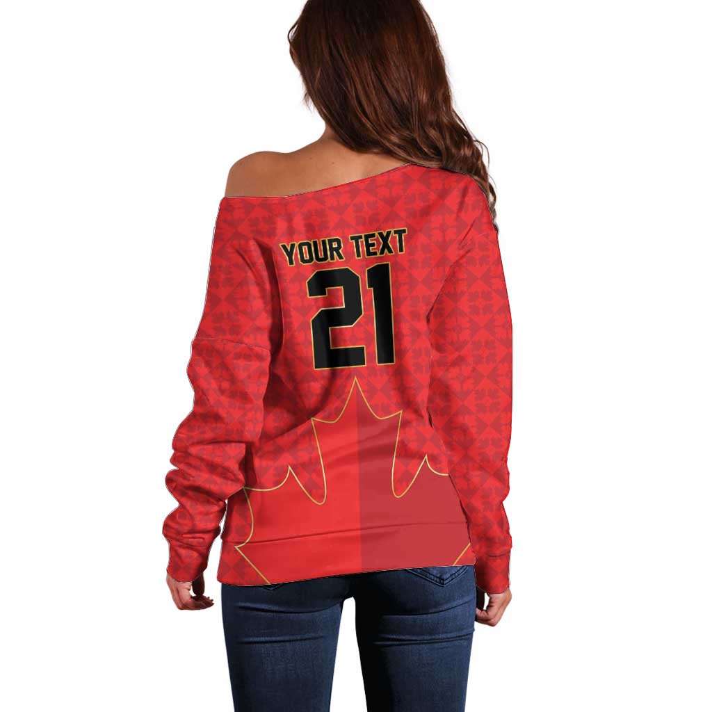 Custom Canada Football Pride Off Shoulder Sweater Take Me To America Maple Leaf
