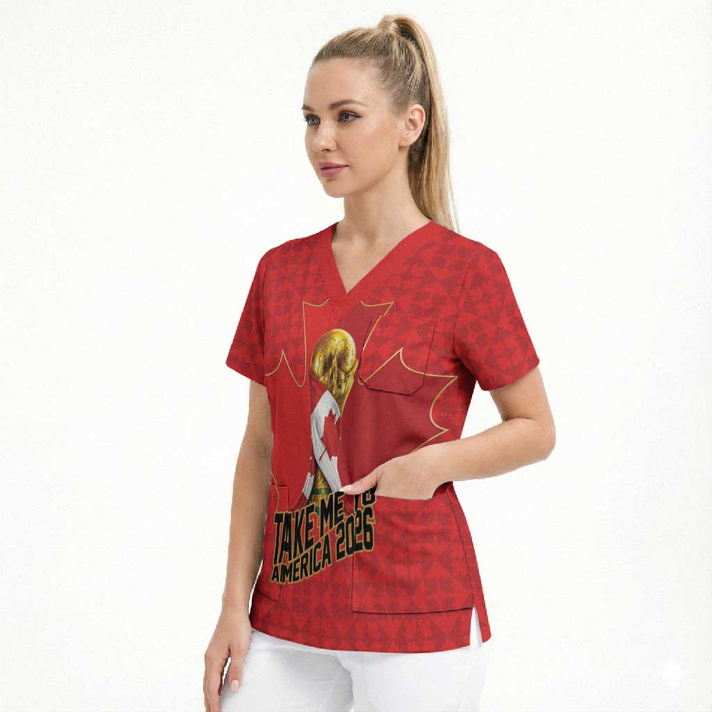 Custom Canada Football Pride Scrub Top Take Me To America Maple Leaf