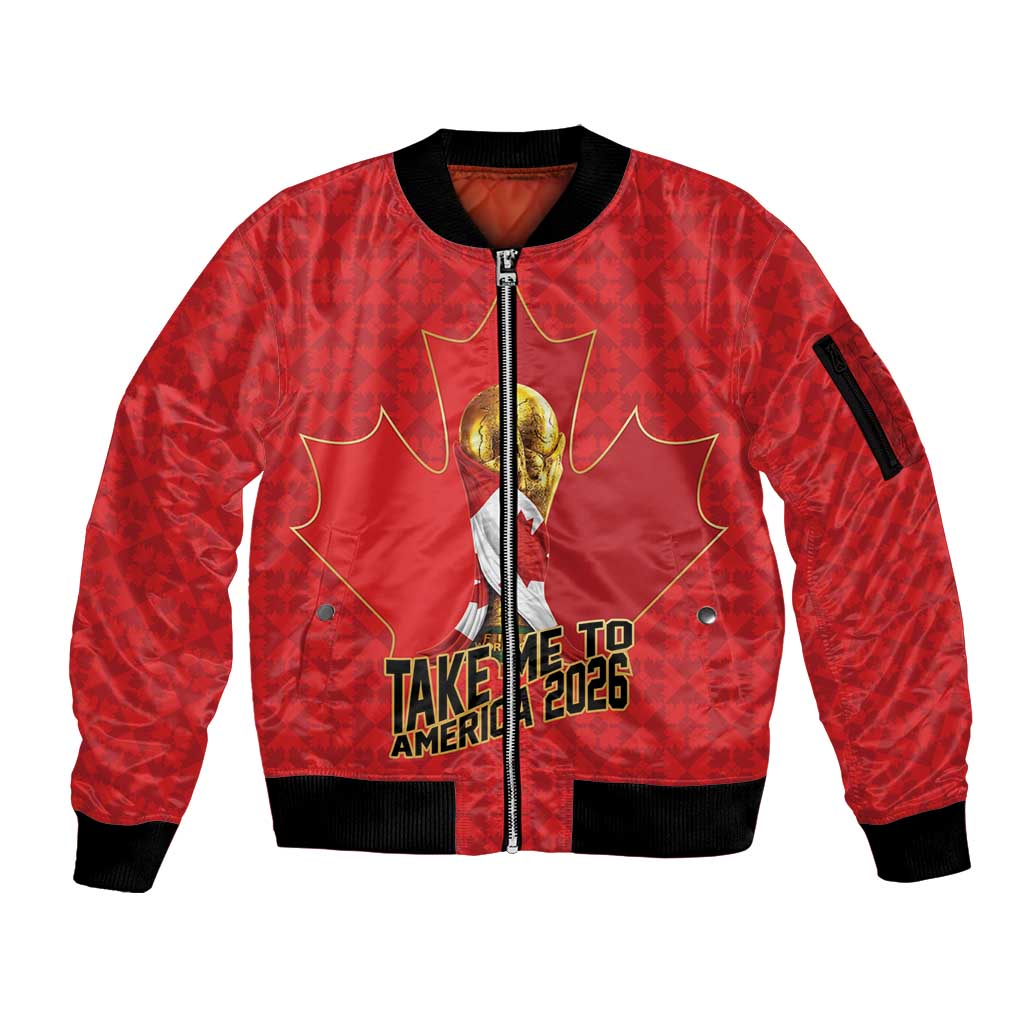 Custom Canada Football Pride Sleeve Zip Bomber Jacket Take Me To America Maple Leaf