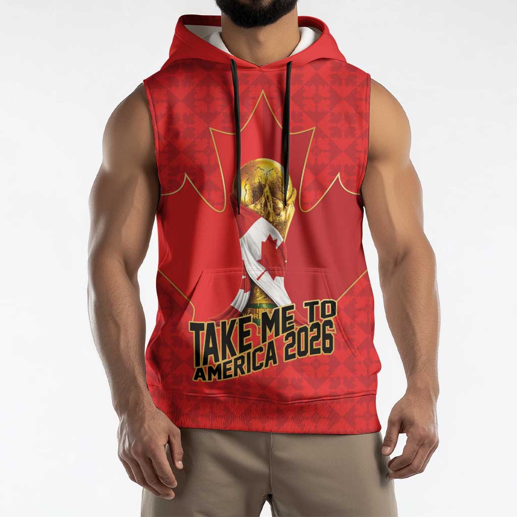 Custom Canada Football Pride Sleeveless Hoodie Take Me To America Maple Leaf
